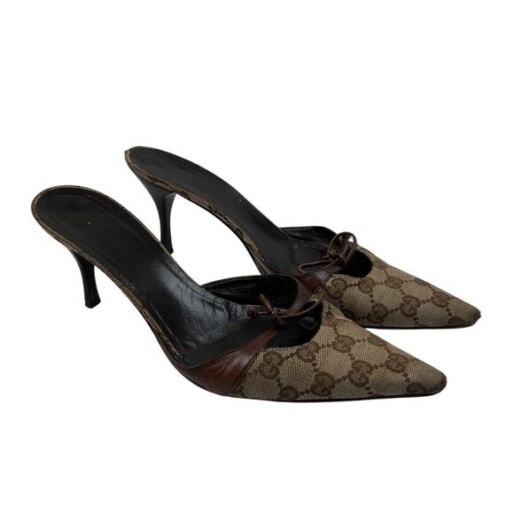 Gucci Shoes - Vintage Gucci Tom Ford Monogram Cut Out Kitten Heels Mules Women's 8.5B